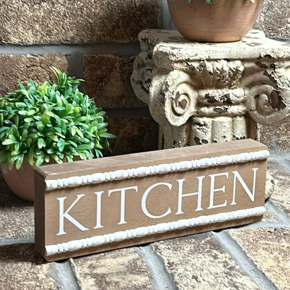 NEW! Vintage Inspired Cottage White Architecture Molding Kitchen Wood Sign